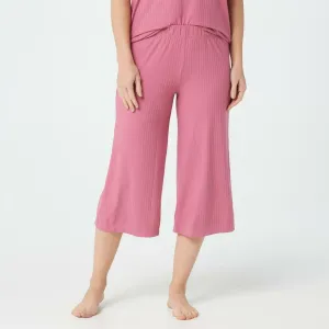 Cuddl Duds Women's Wide Rib Cropped Pants