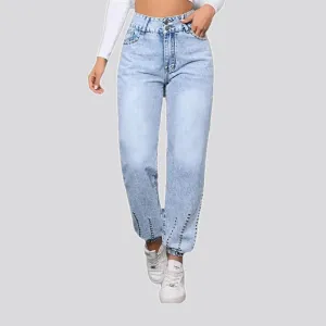 Cuffed decorated jeans for ladies