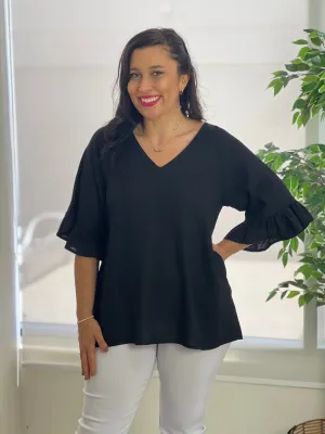 Dante Black Linen Top