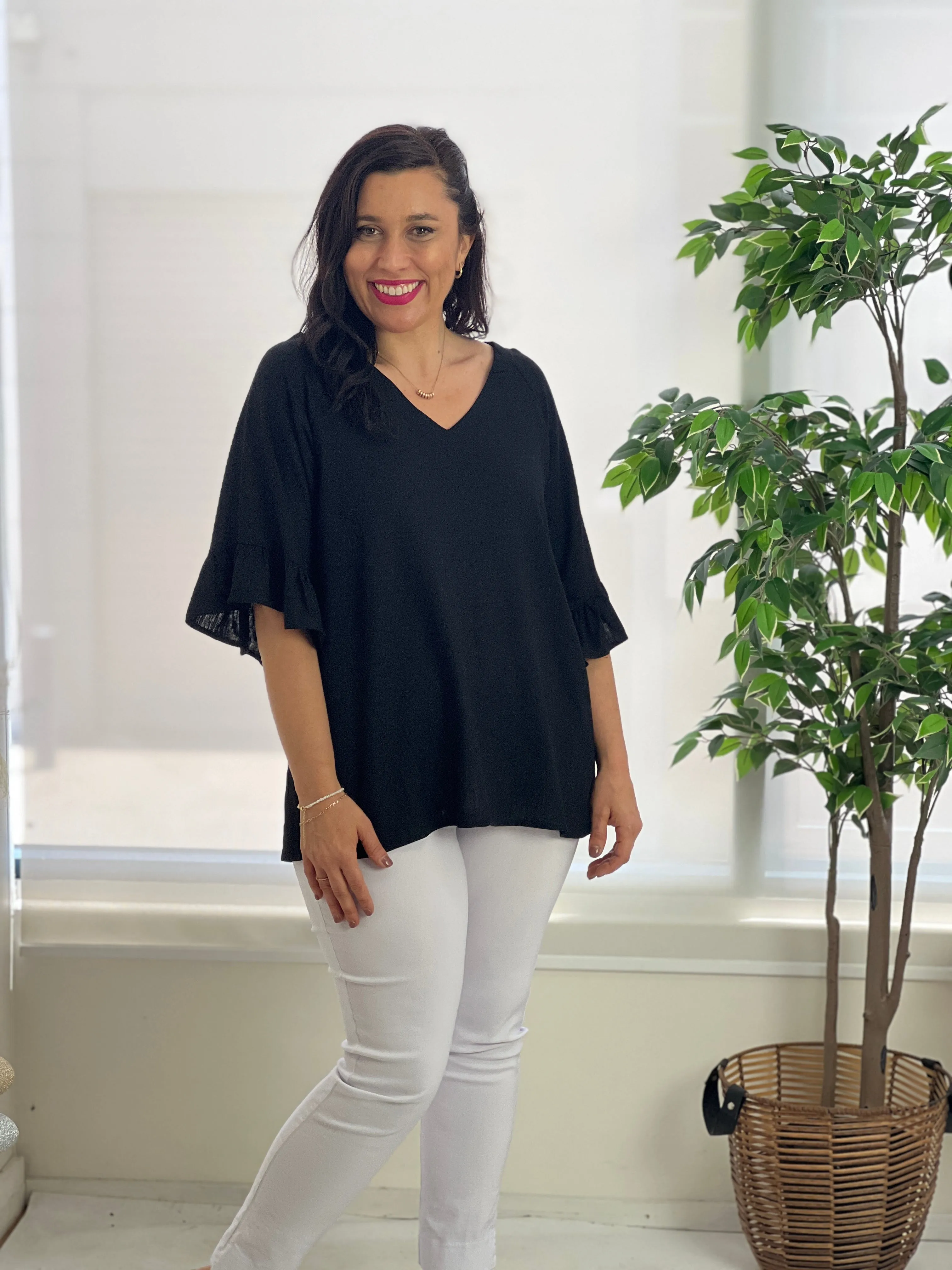 Dante Black Linen Top