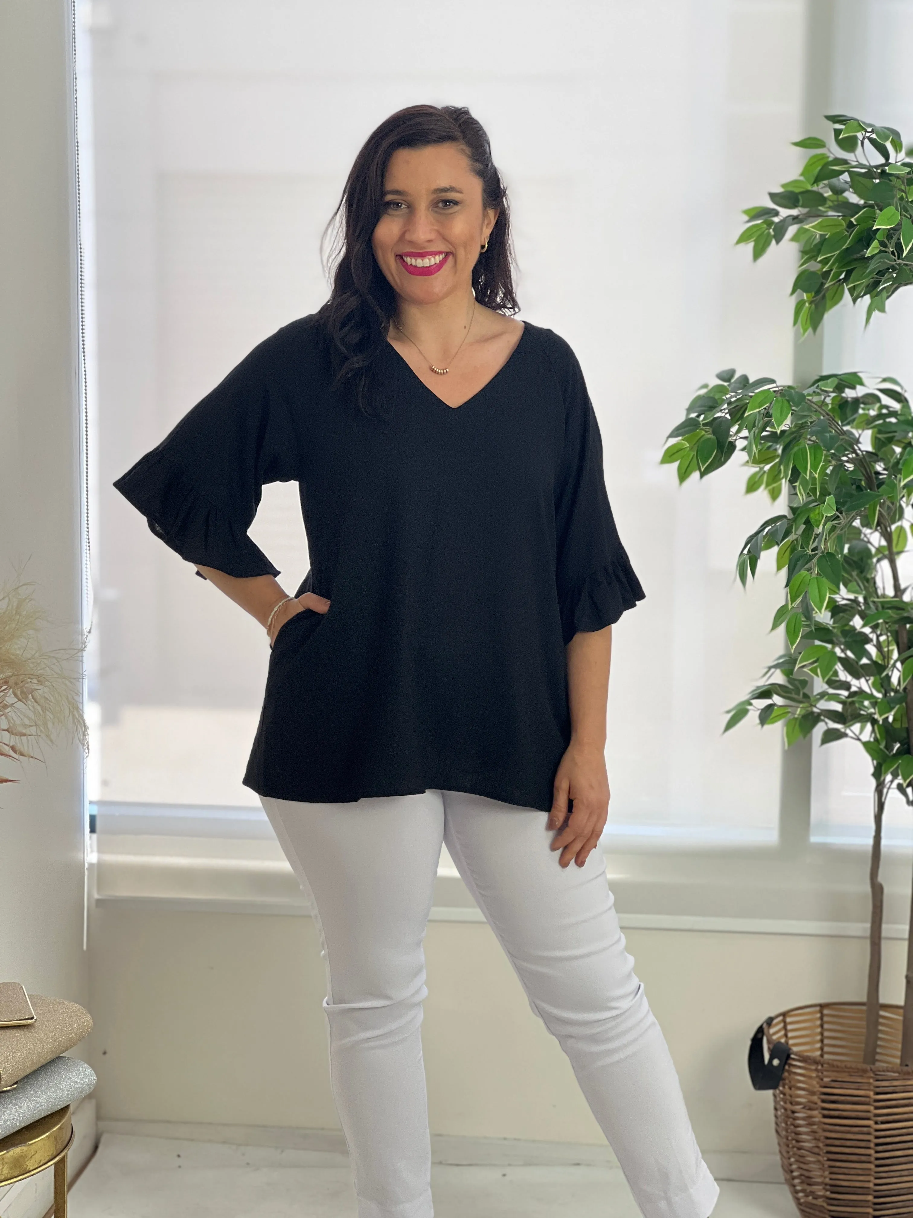Dante Black Linen Top