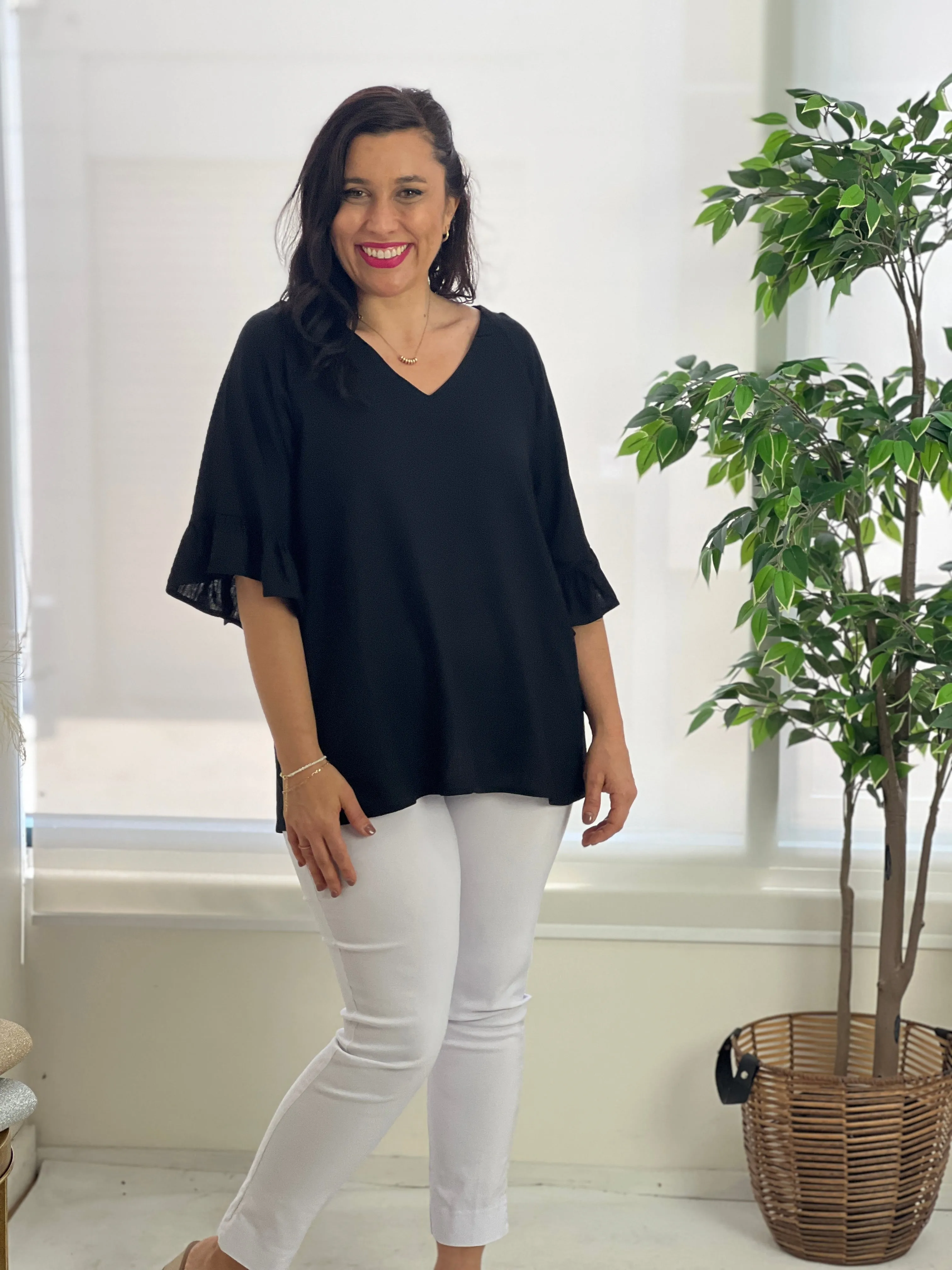 Dante Black Linen Top