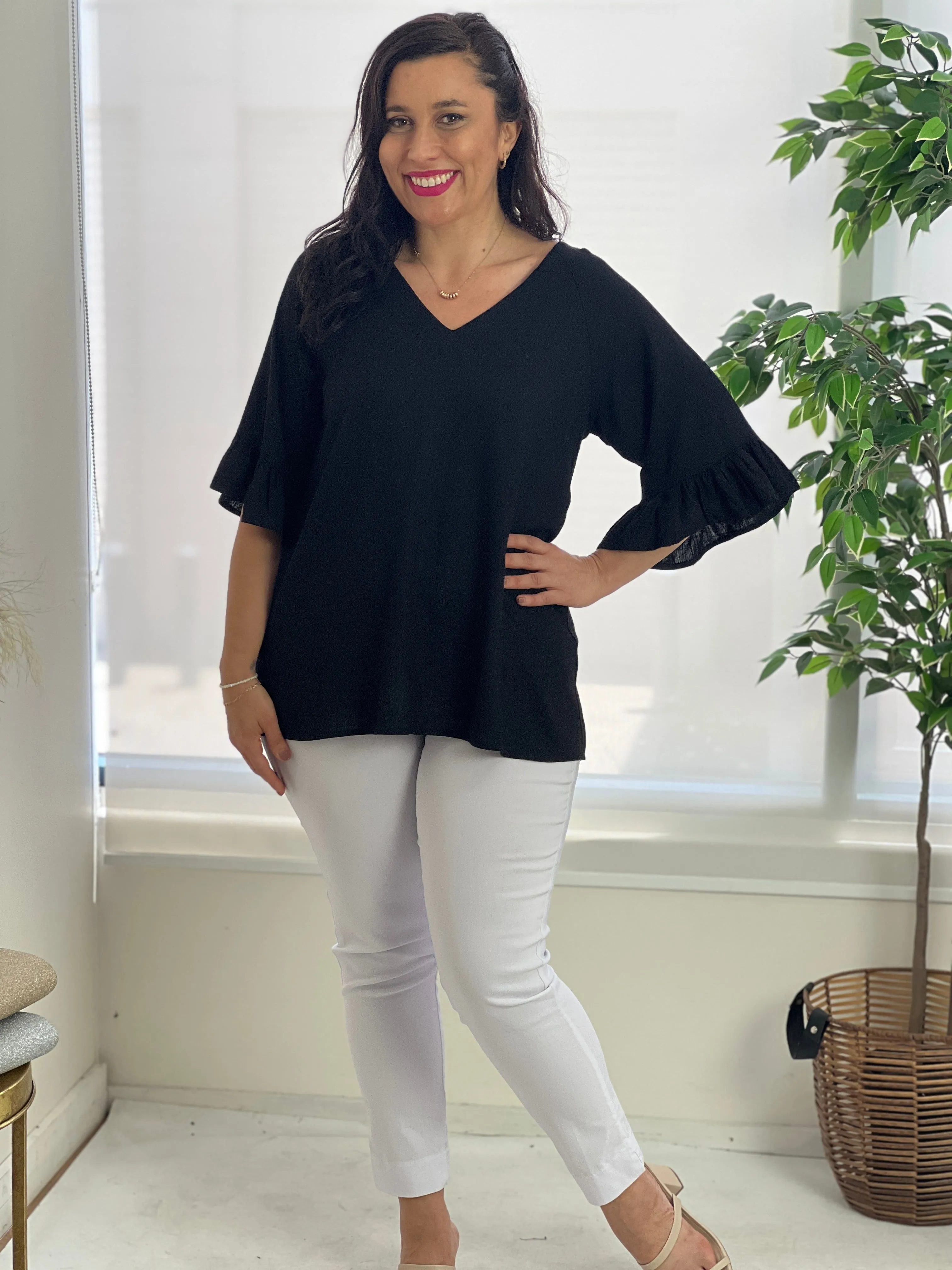 Dante Black Linen Top