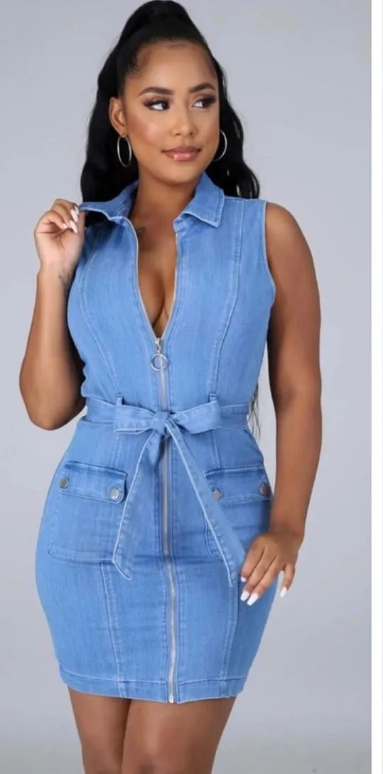 ‼️Denim Dress with Belt ‼️Premium Fabric