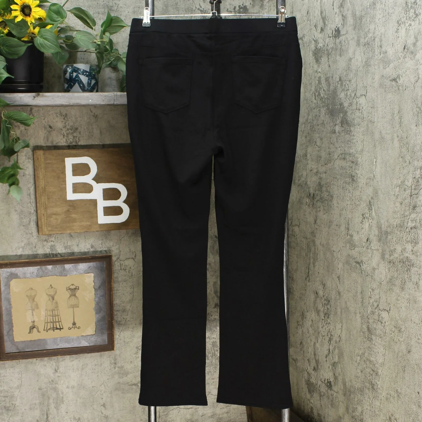 DG2 by Diane Gilman Women's Pull On Stretch Ponte Boot Cut Pants Black Large