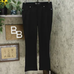 DG2 by Diane Gilman Women's Pull On Stretch Ponte Boot Cut Pants Black Large