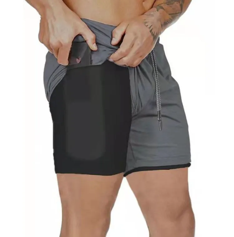 Double Layer Fitness Training Basketball Jogging Five Point Pants