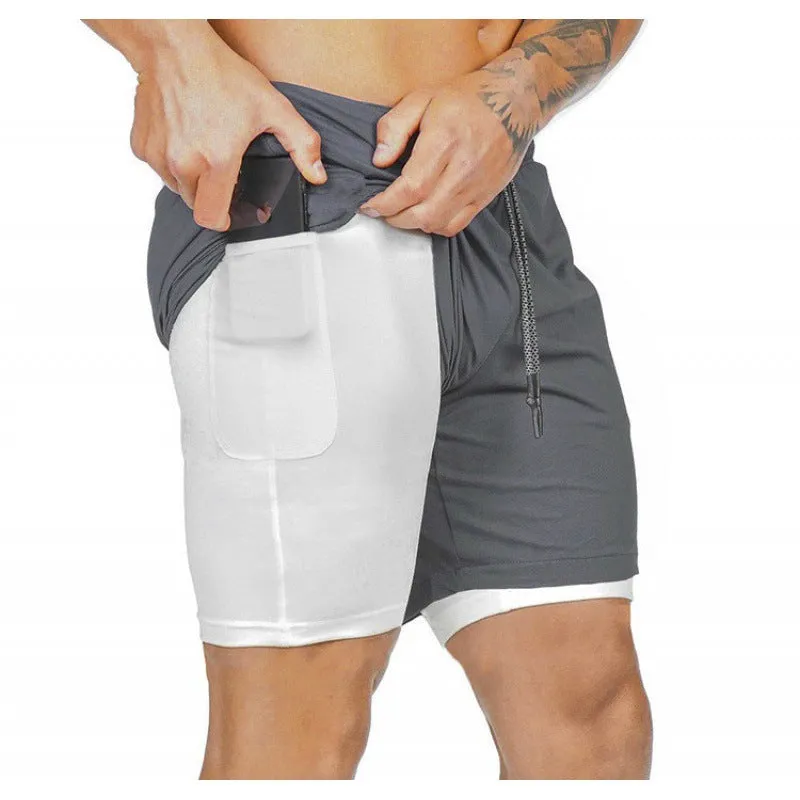 Double Layer Fitness Training Basketball Jogging Five Point Pants