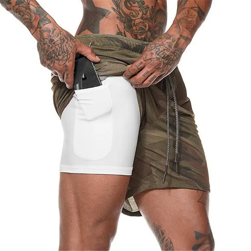 Double Layer Fitness Training Basketball Jogging Five Point Pants