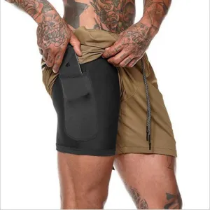 Double Layer Fitness Training Basketball Jogging Five Point Pants