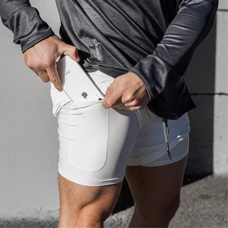 Double Layer Fitness Training Basketball Jogging Five Point Pants