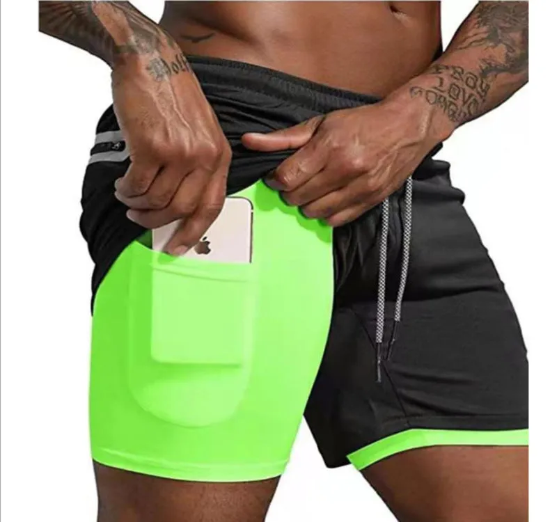 Double Layer Fitness Training Basketball Jogging Five Point Pants