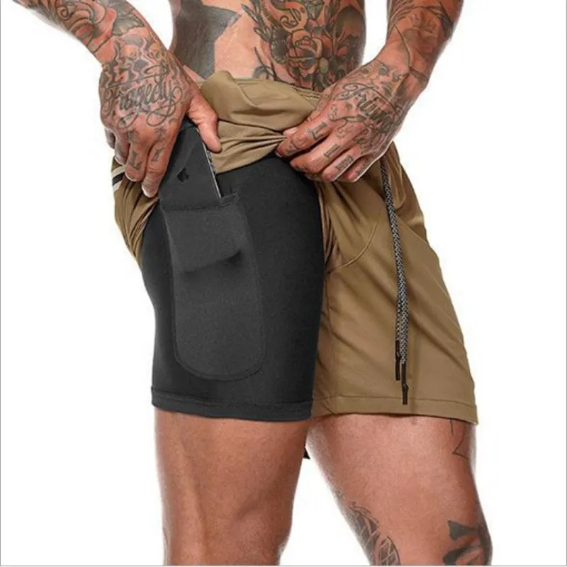 Double Layer Fitness Training Basketball Jogging Five Point Pants