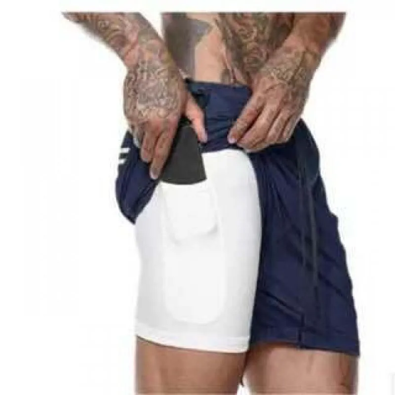 Double Layer Fitness Training Basketball Jogging Five Point Pants