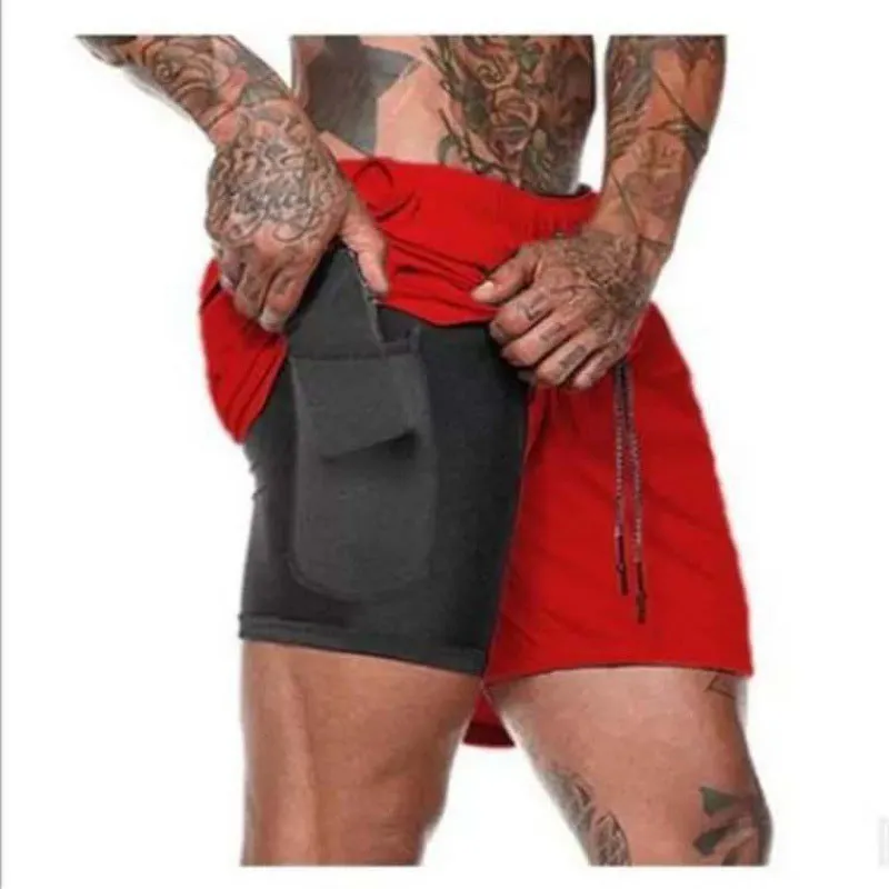 Double Layer Fitness Training Basketball Jogging Five Point Pants