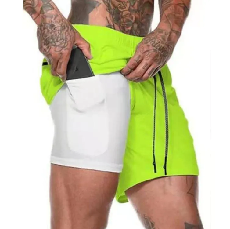 Double Layer Fitness Training Basketball Jogging Five Point Pants