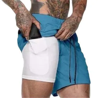 Double Layer Fitness Training Basketball Jogging Five Point Pants