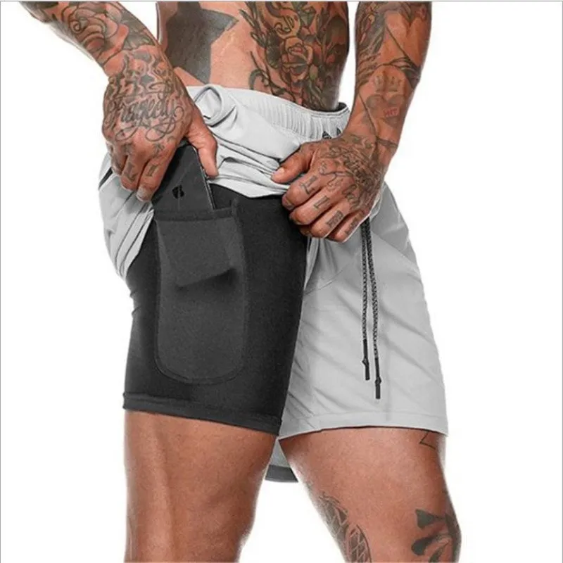 Double Layer Fitness Training Basketball Jogging Five Point Pants
