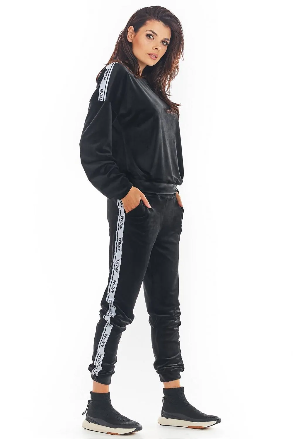 Drawstring Elegance Velour Trousers