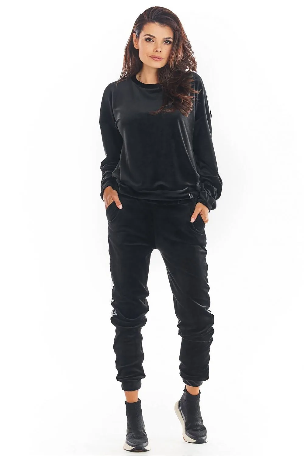 Drawstring Elegance Velour Trousers