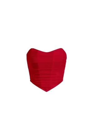 Emmy Ruched Corset Top (Red)