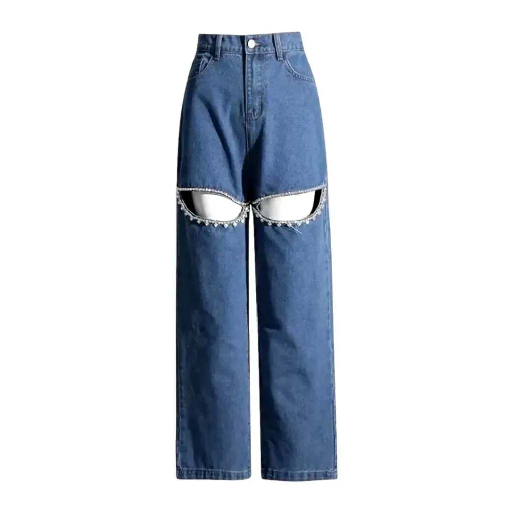 Fashionable high-waist colored women's jeans