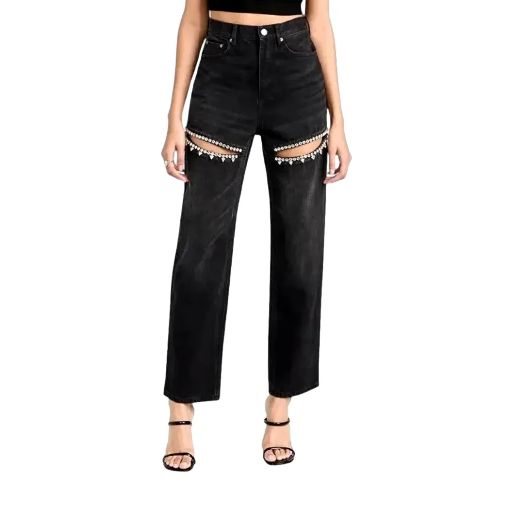 Fashionable high-waist colored women's jeans
