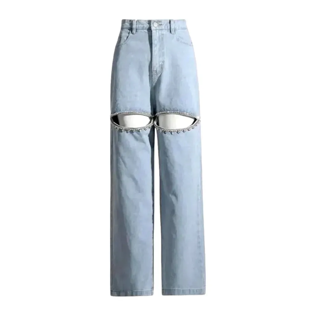 Fashionable high-waist colored women's jeans