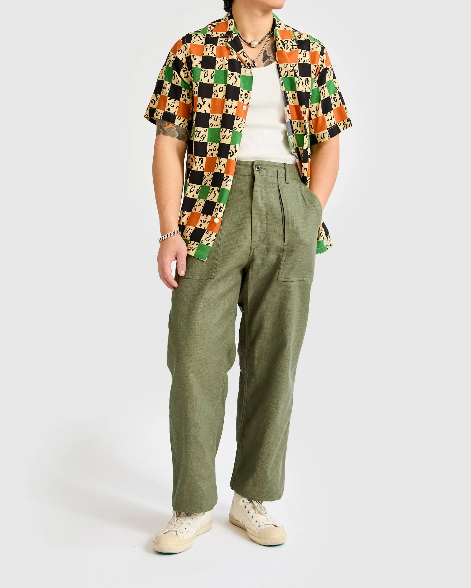 Fatigue Pants in Olive Cotton Linen Java Cloth