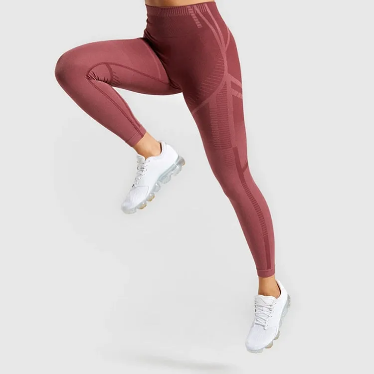 Female Fitness Sports High waisted Seamless Yoga leggings & Running pants.