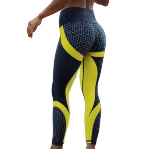 Generic Women Legging Colorblock Butt Lifting High Waist Sports Leggings Anti Cellulite Tummy Control Yoga Pants (1-Yellow S) Small