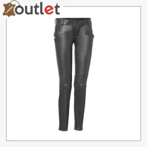 Genuine Lambskin Leather Skinny Womens Leather Pants