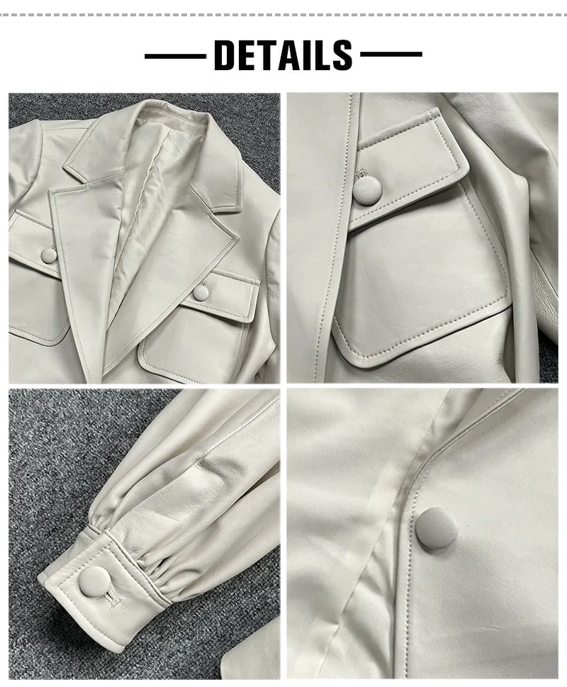 Genuine Leather Jackets 2022 Spring Fashion Black Leather Coat Motorcycle Biker Jackets Lady Clothes Full Sleeve TF3909
