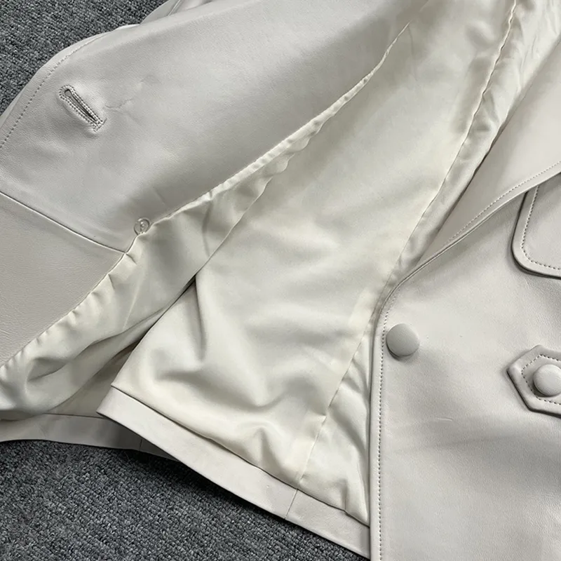 Genuine Leather Jackets 2022 Spring Fashion Black Leather Coat Motorcycle Biker Jackets Lady Clothes Full Sleeve TF3909