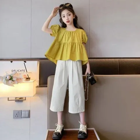 Girls suits summer thin Korean style fashionable girl loose casual summer clothes two-piece suit