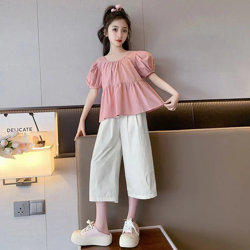 Girls suits summer thin Korean style fashionable girl loose casual summer clothes two-piece suit
