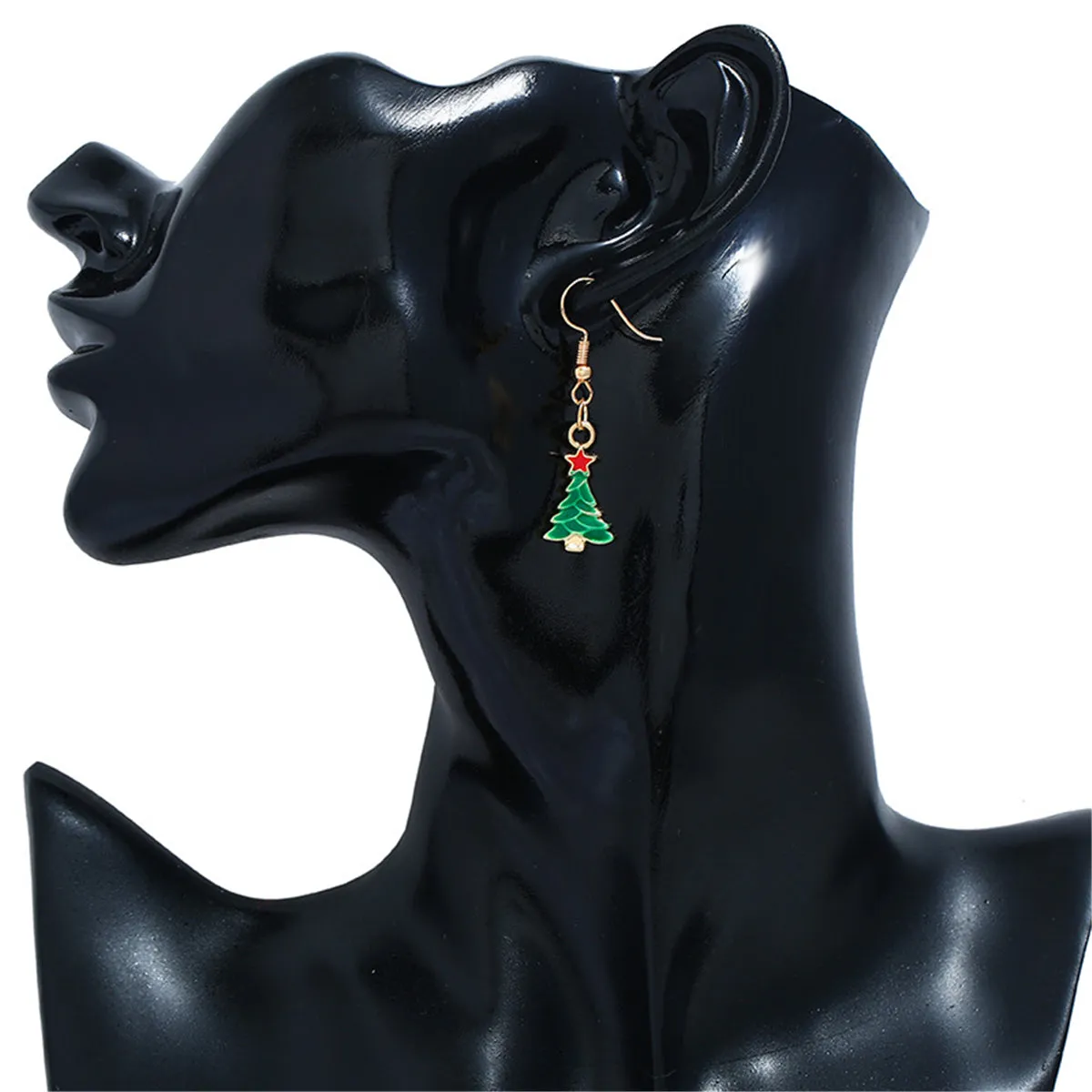 Green & 18K Gold-Plated Christmas Tree Drop Earrings