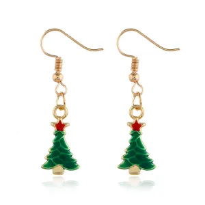 Green & 18K Gold-Plated Christmas Tree Drop Earrings