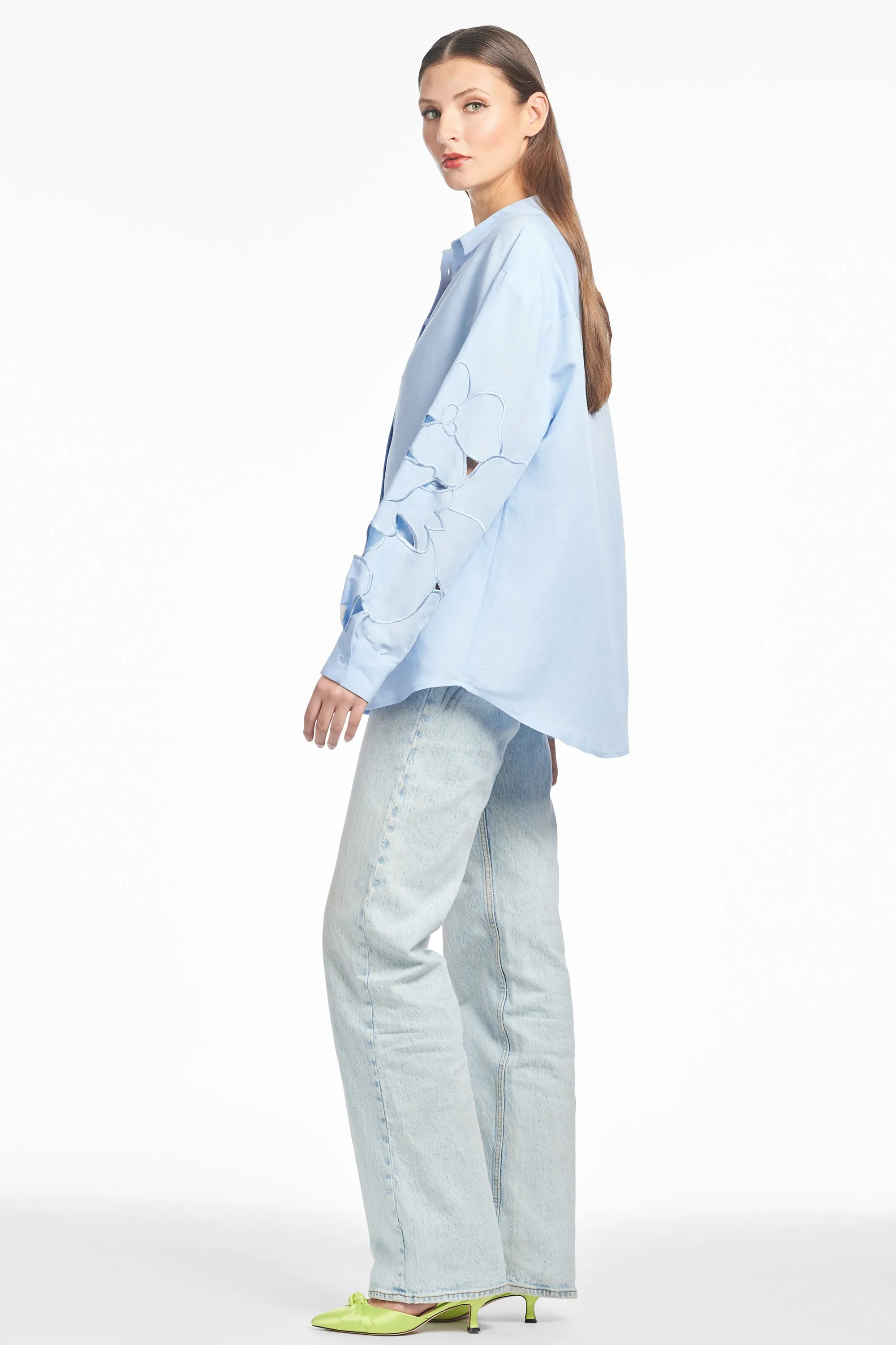 HALSEY TOP - DELFT BLUE