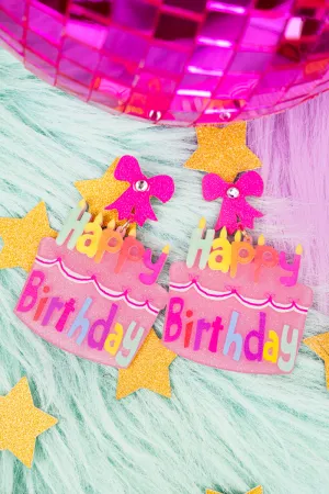 Happy Birthday Cake Acrylic Earrings