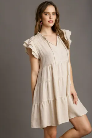 Hazel Blues® | Umgee Linen A-line Tiered Mini Dress