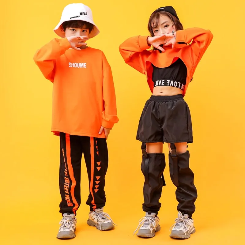 #HH99974 Hip Hop Sweatshirt - Crop- Casual Pants for Girl and Boy