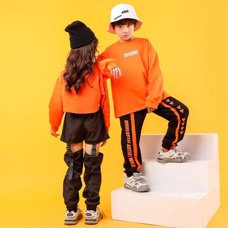 #HH99974 Hip Hop Sweatshirt - Crop- Casual Pants for Girl and Boy