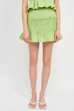 High Waist Gathered Mini Skirt