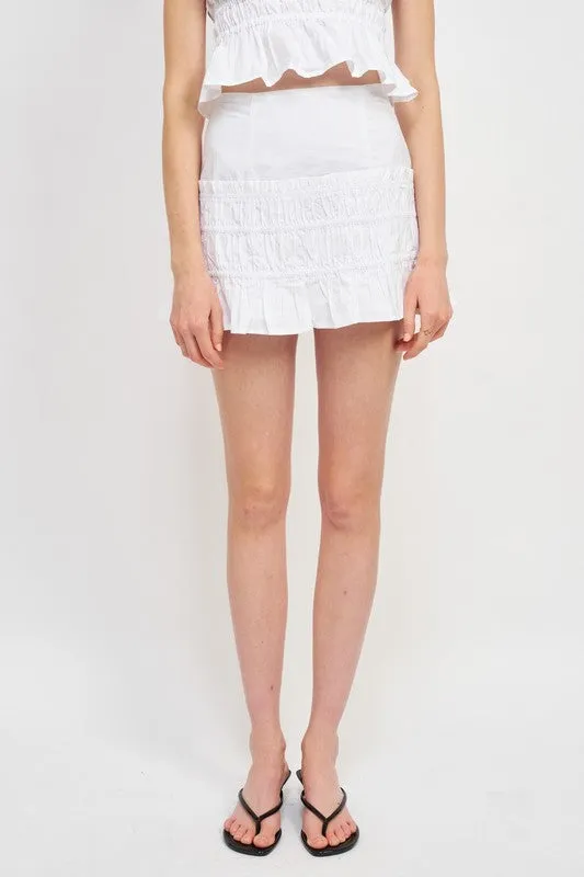 High Waist Gathered Mini Skirt