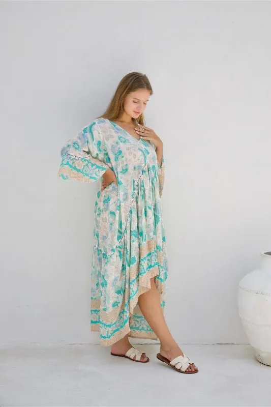 Hilo Dress - Mint Stork Print