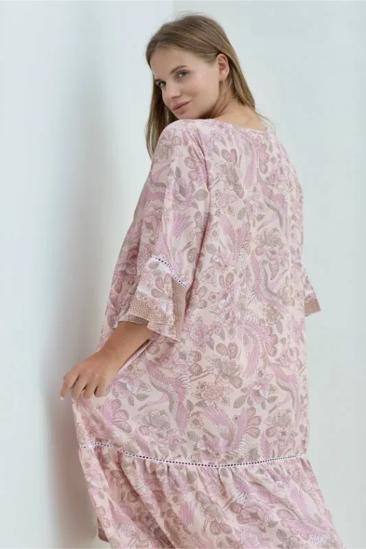 Hilo Dress - Pink Stork Print