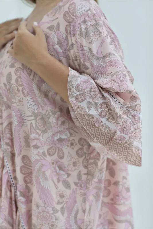 Hilo Dress - Pink Stork Print