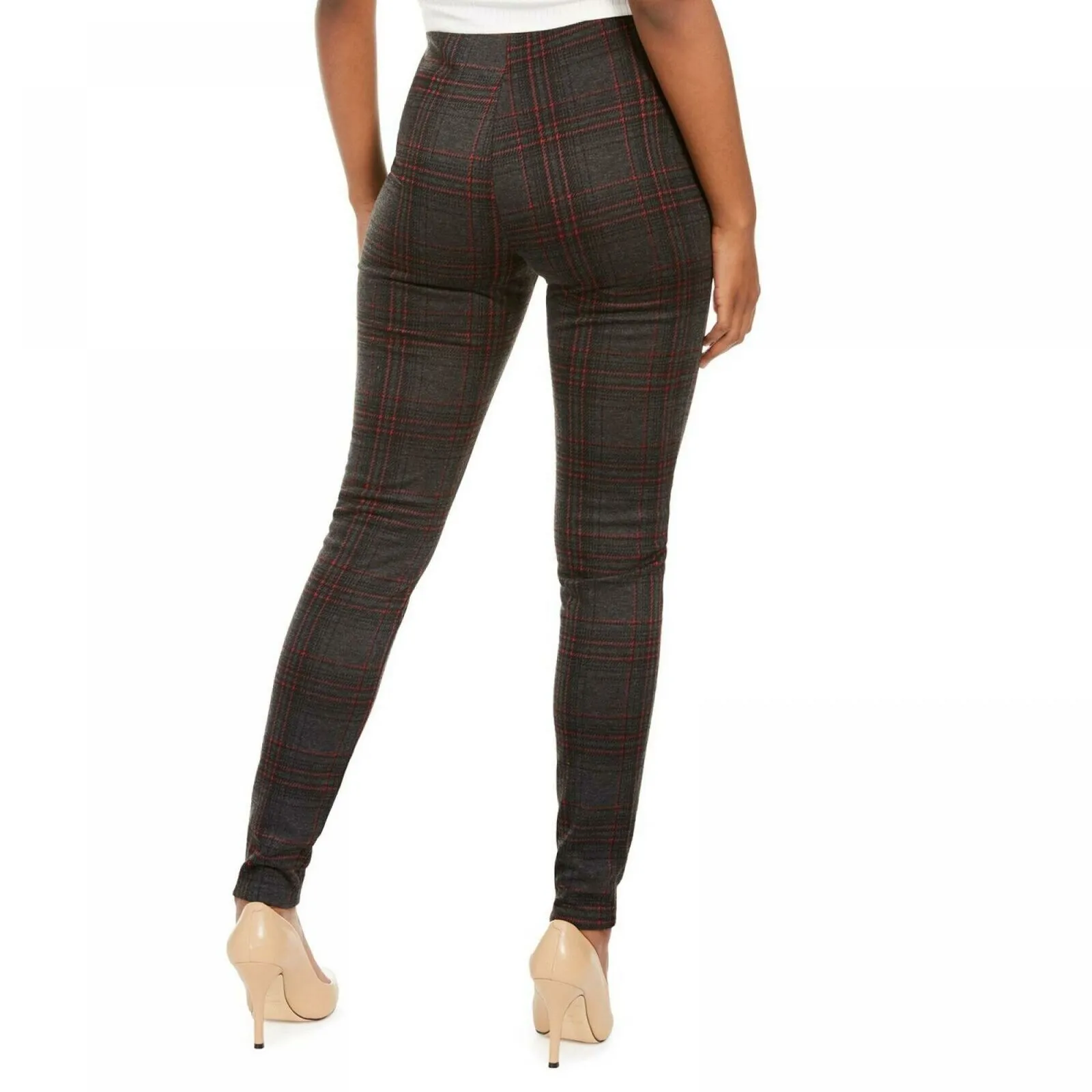 Hippie Rose Women's Junior Fit Plaid Pull On Ponte Pants