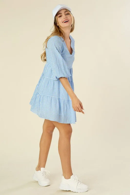 Hudson Gingham Checked Tiered Dress